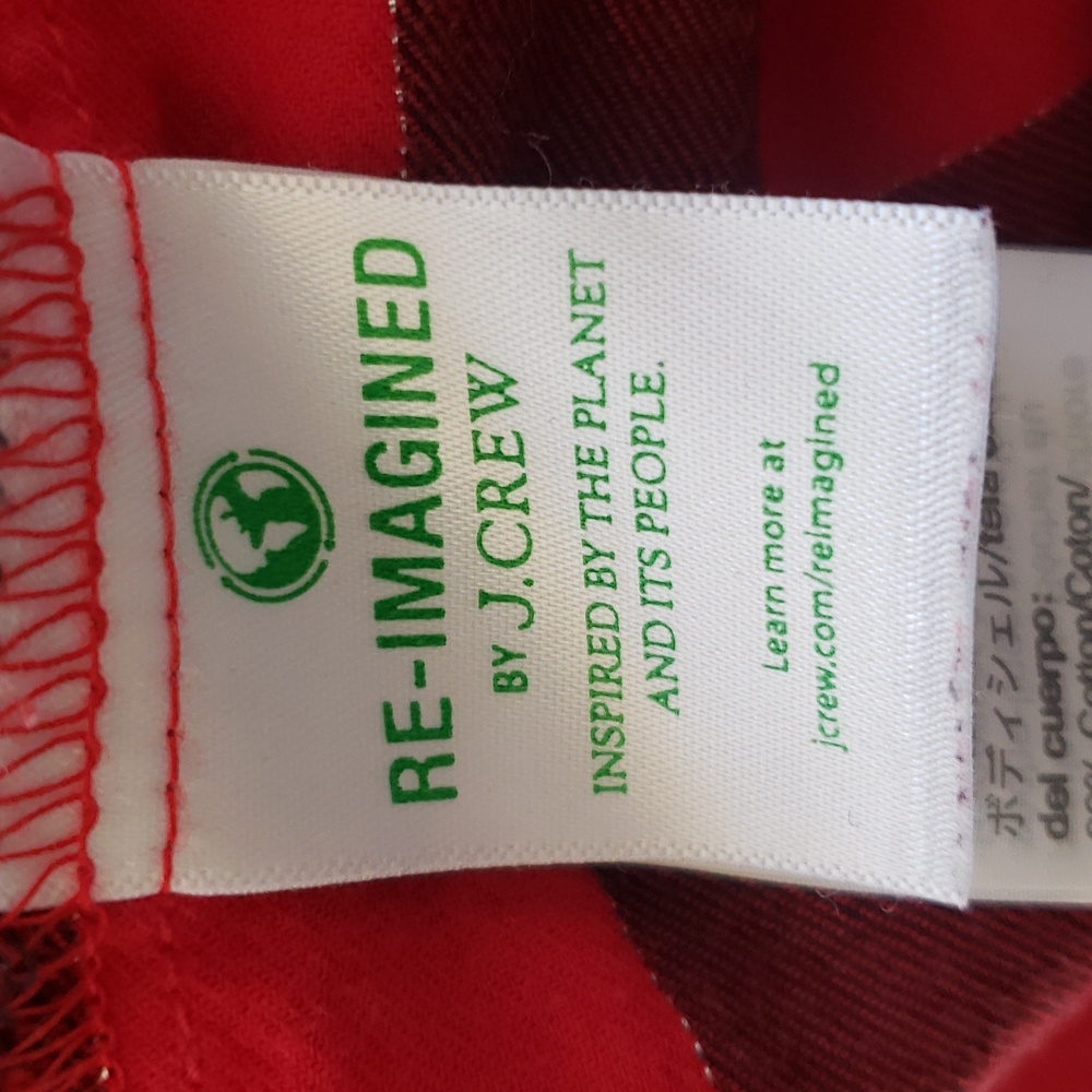 J. CREW FACTORY Buffalo Plaid Ruffle Collar Flannel Shirt Red Black Silver S - Picture 15 of 16